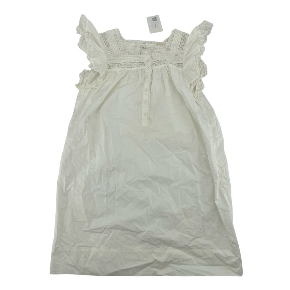 Doen White Cotton Lace-Trim Mini Dress